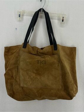Mark & Graham Genuine Leather Suede Tote Bag Brown Large Shoulder Handbag